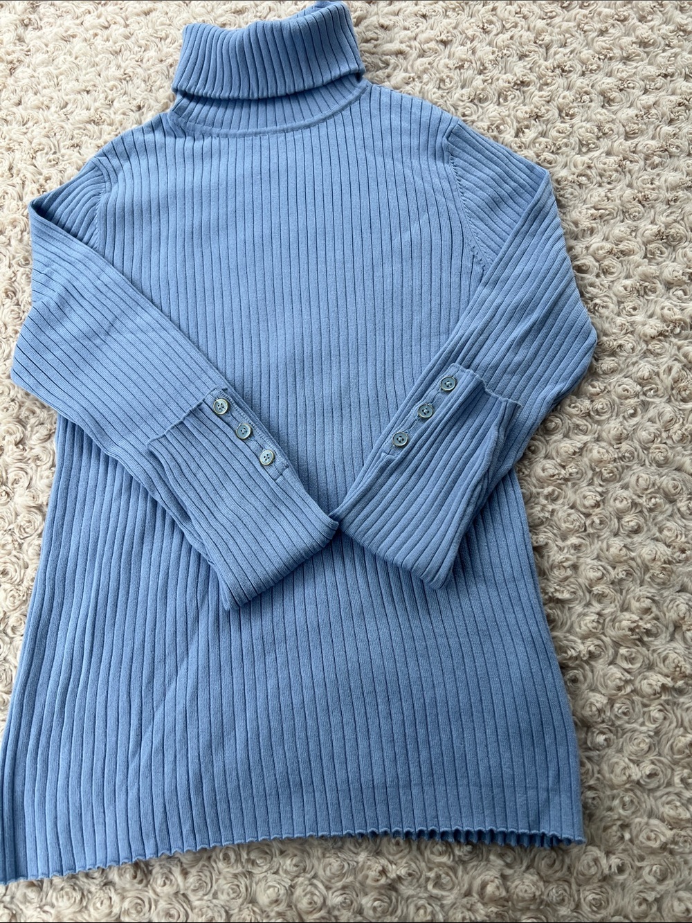 J. McLaughlin Light Blue Ribbed Turtleneck Sweater